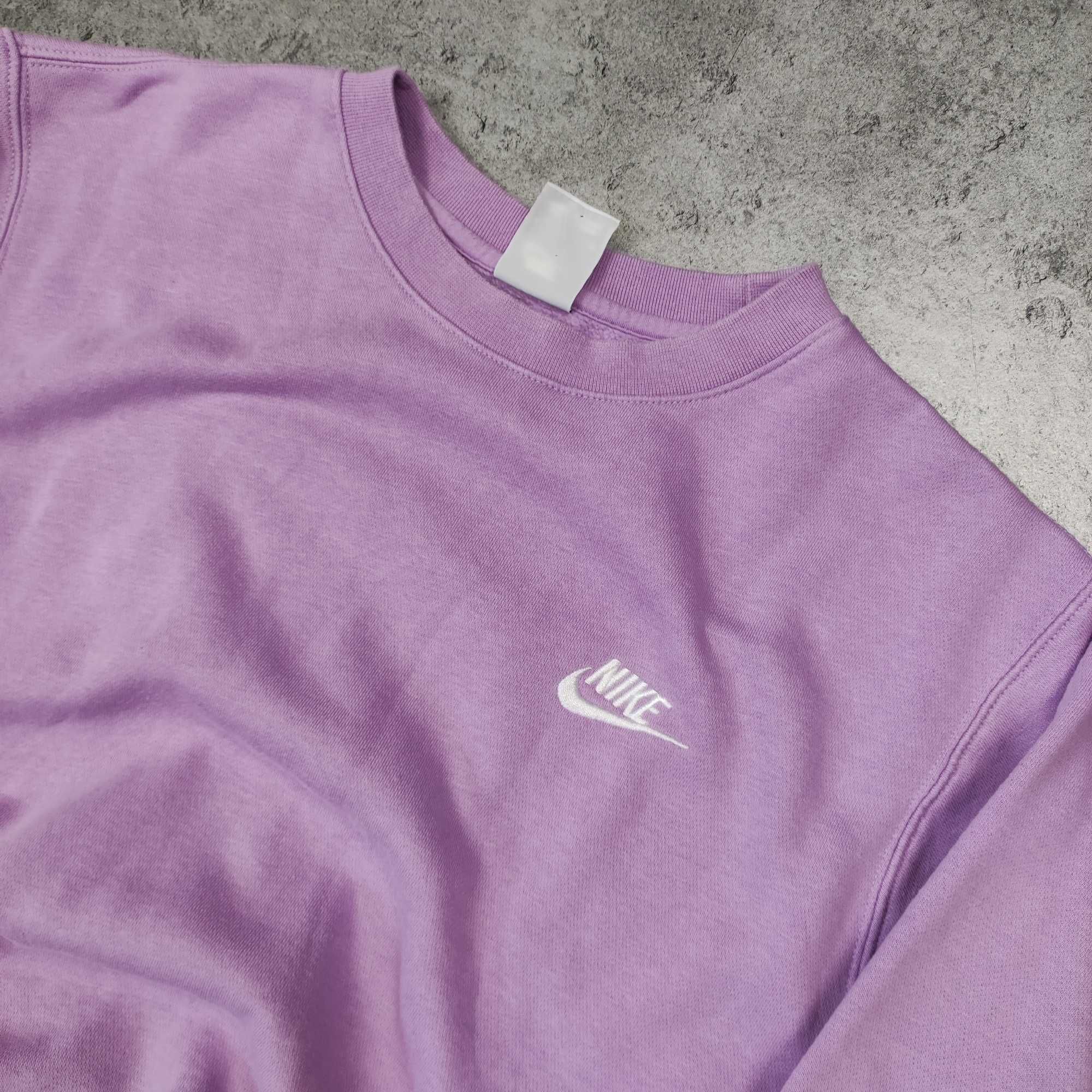 MĘSKA Bluza Sportowa Bawełna Liliowa Nike Klasyczna Małe Logo Haft