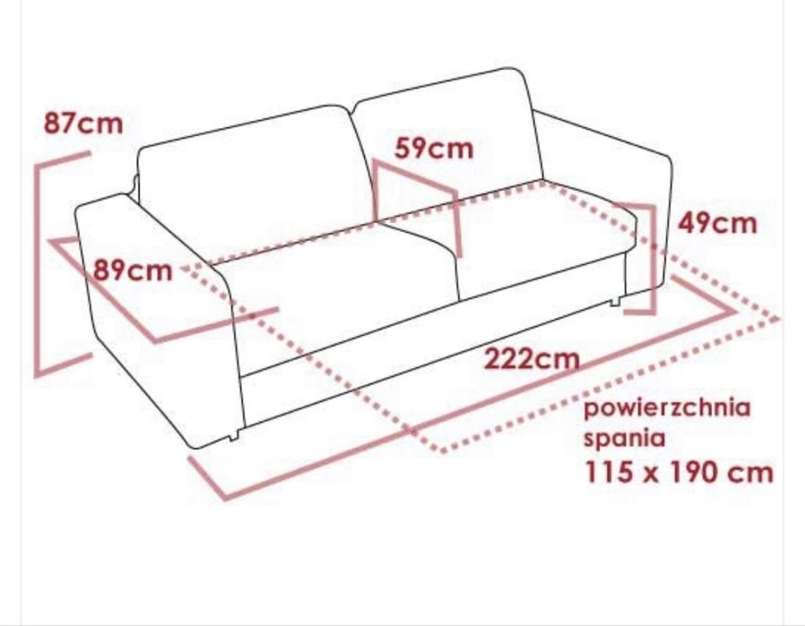 Sofa nappa z pojemnikiem i funkcją spania + podnóżek