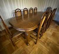 Duży stół biesiadny dębowy i 12 krzeseł