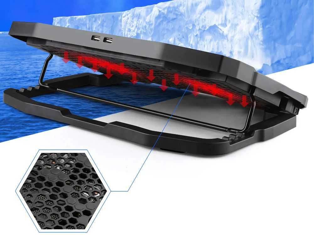 Podstawka chłodząca laptop LED regulowana z portem USB 10-17" 06349