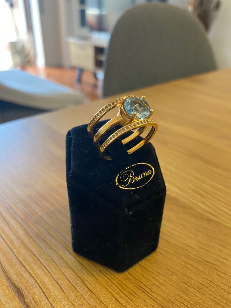 Anel semijoia 3 aros com três banhos de ouro 18k