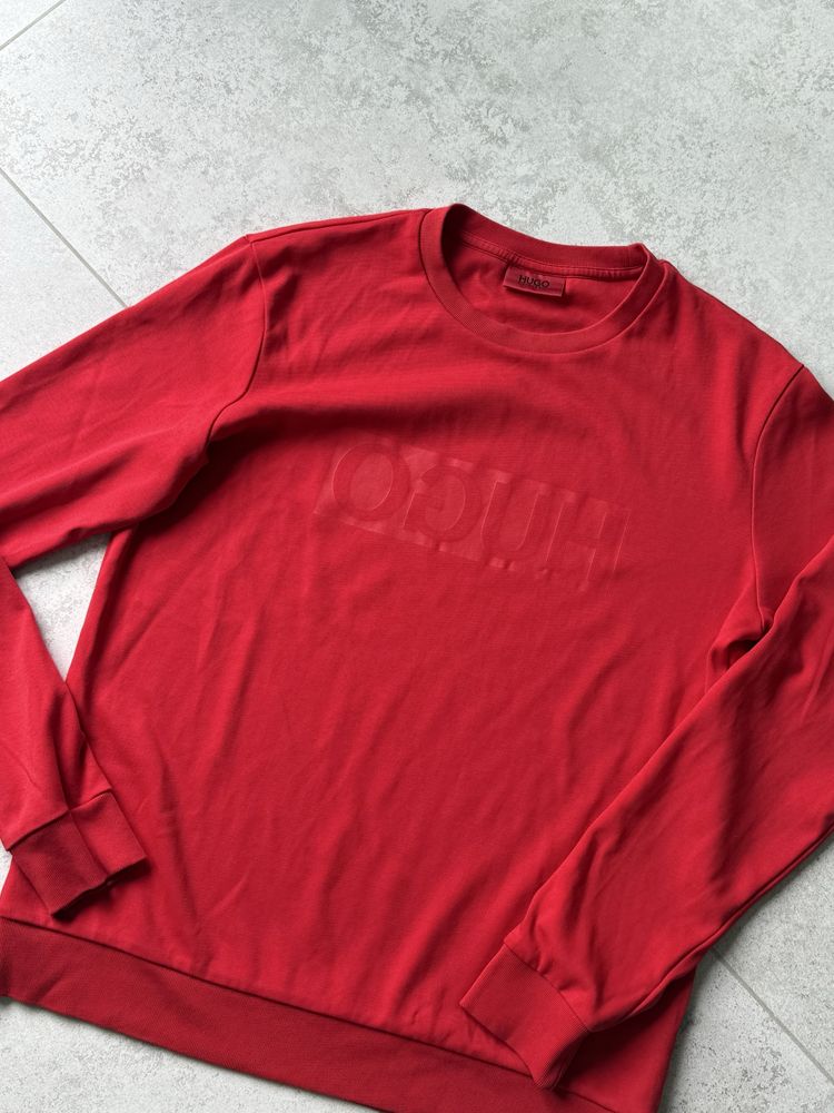 Bluza Hugo Boss męska czerwona bluza z napisem Hugo