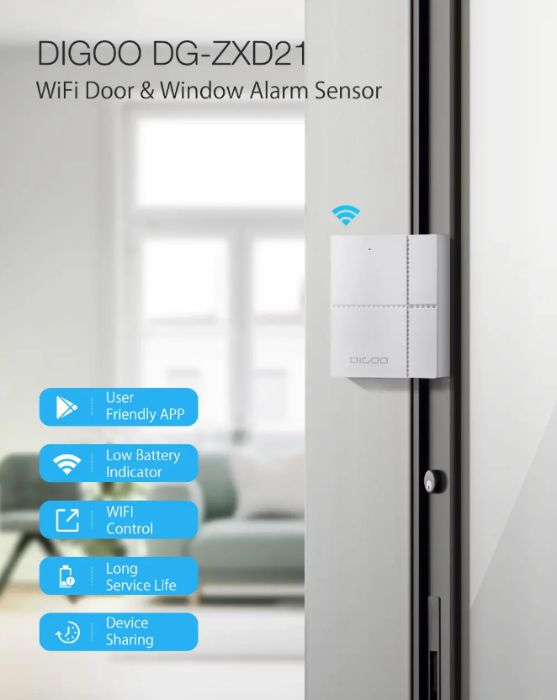 Sensor de Janela / Porta - Sem Fios Alarme de Movimento na APP