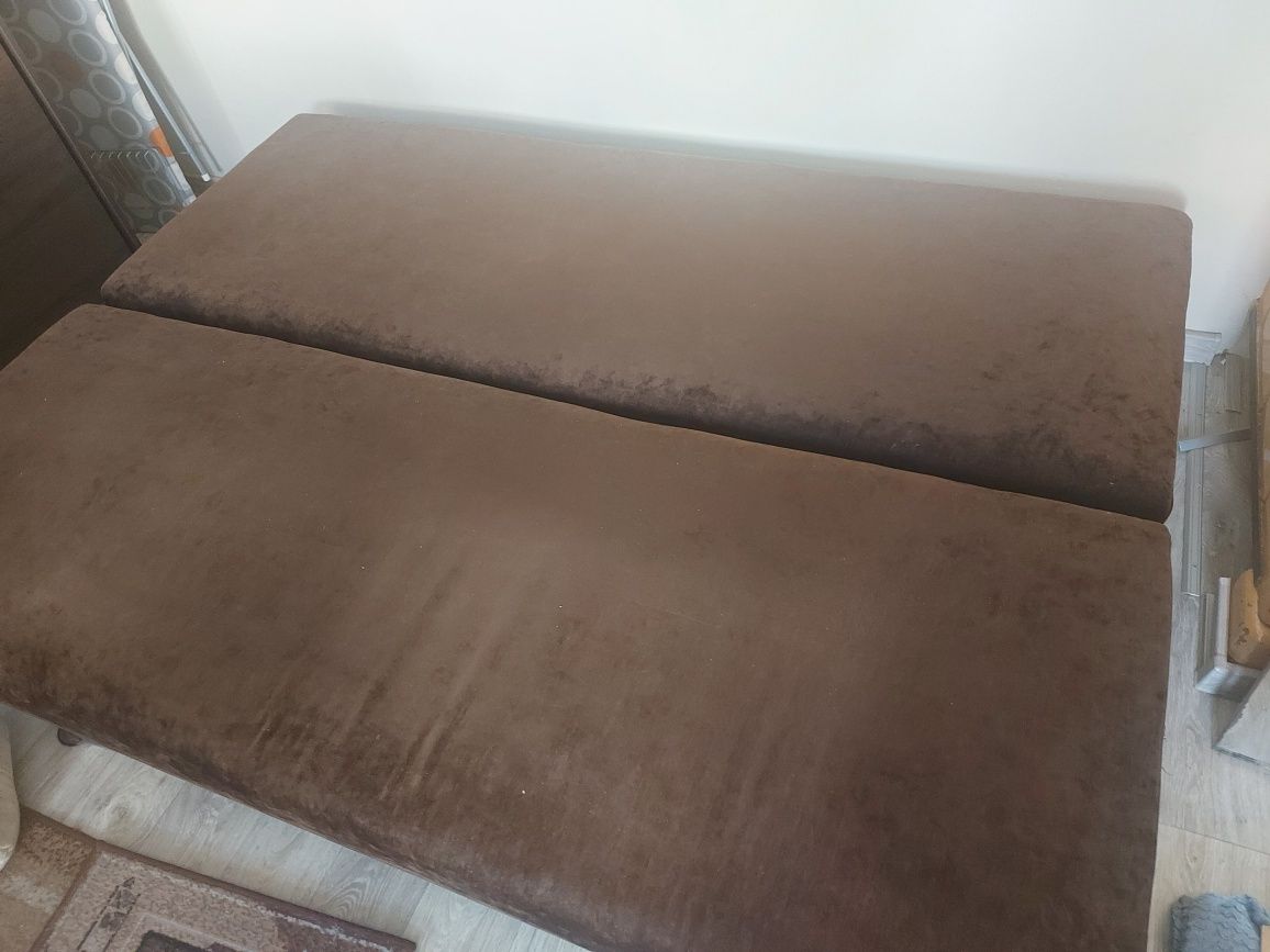 Tapczan rozkładany sofa brąz poduchy