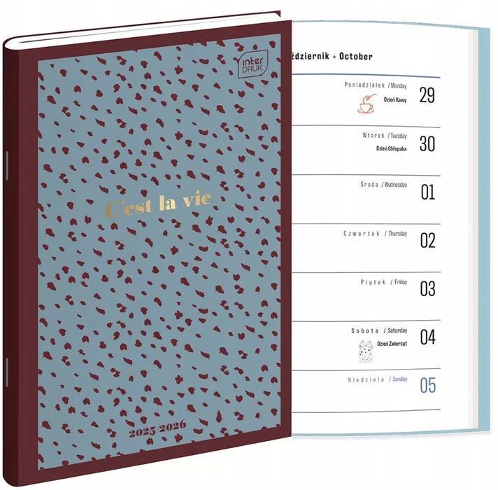 Kalendarz książkowy szkolne 2026 B6 Interdruk wielokolorowy