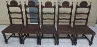 Cadeiras antigas vintage madeira e acento couro