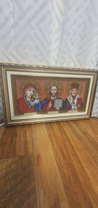 Образ з бісеру трьох святих