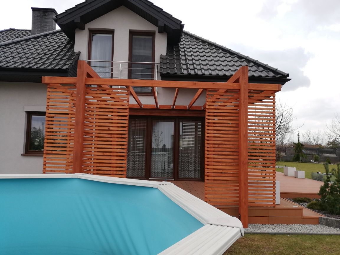 Zadaszenie tarasu pergola pod żagiel rzymski poliwęglan