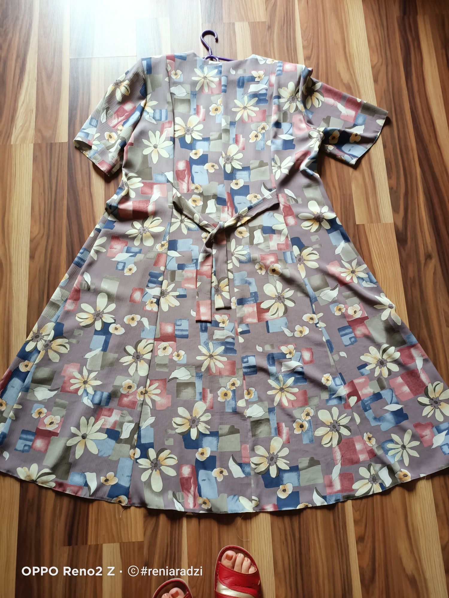 Sukienka, damska, r.46, 3XL, długa, kwiaty