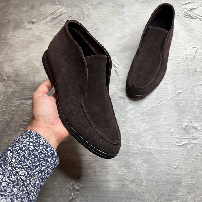 Ботинки Зимние ЛОФЕРЫ Замшевые мужские LORO PIANA Top! Замша + МЕХ!