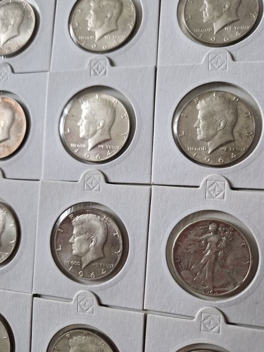Half dollar 1941-64r 19 sztuk srebro