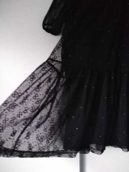 Sukienka czarna dziewczęca na podszewce z siateczką elegancka 146