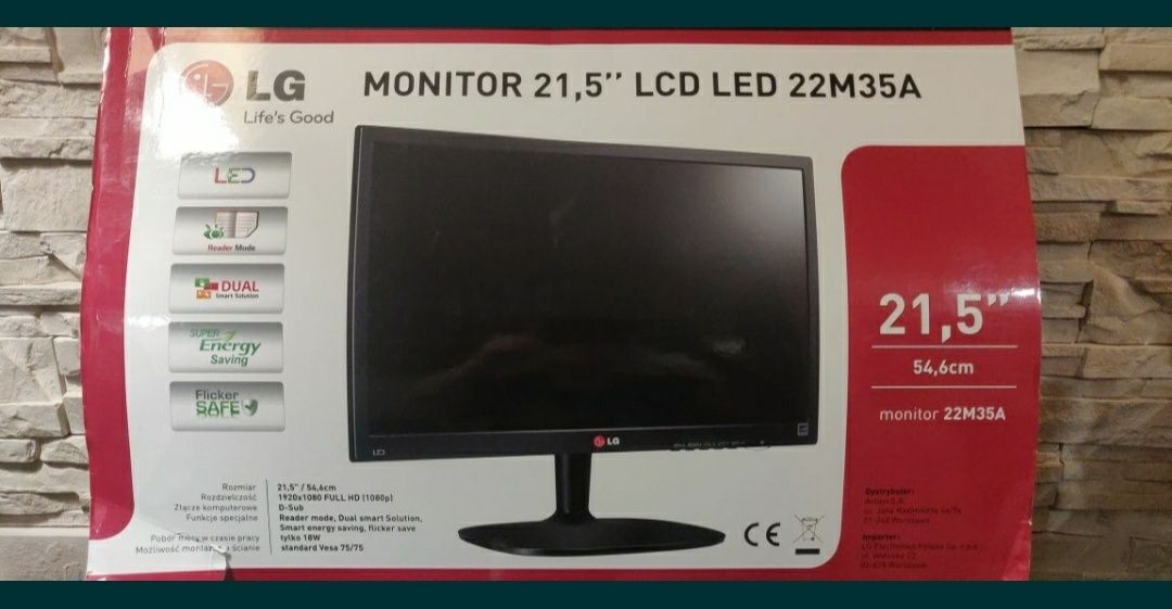 monitor LG 21,5" LCD LED 22M35A
