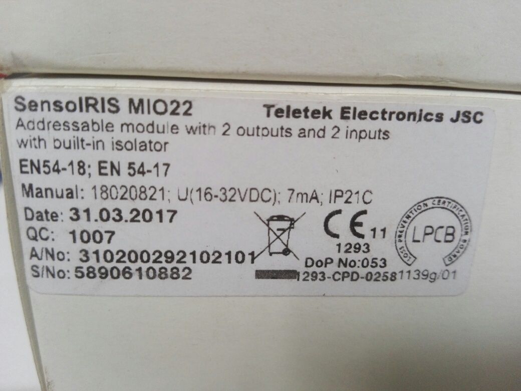 Módulo entrada saída SensoIris MIO22