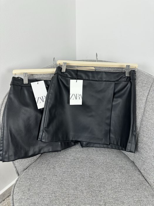 Кожана коротка спідниця шорти Zara XS, S, М спідниця Зара,