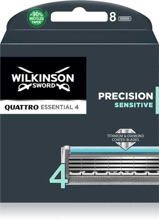Леза Wilkinson Sword Quattro Titanium 4 Sensitive, 8 шт за ціною 4 шт.