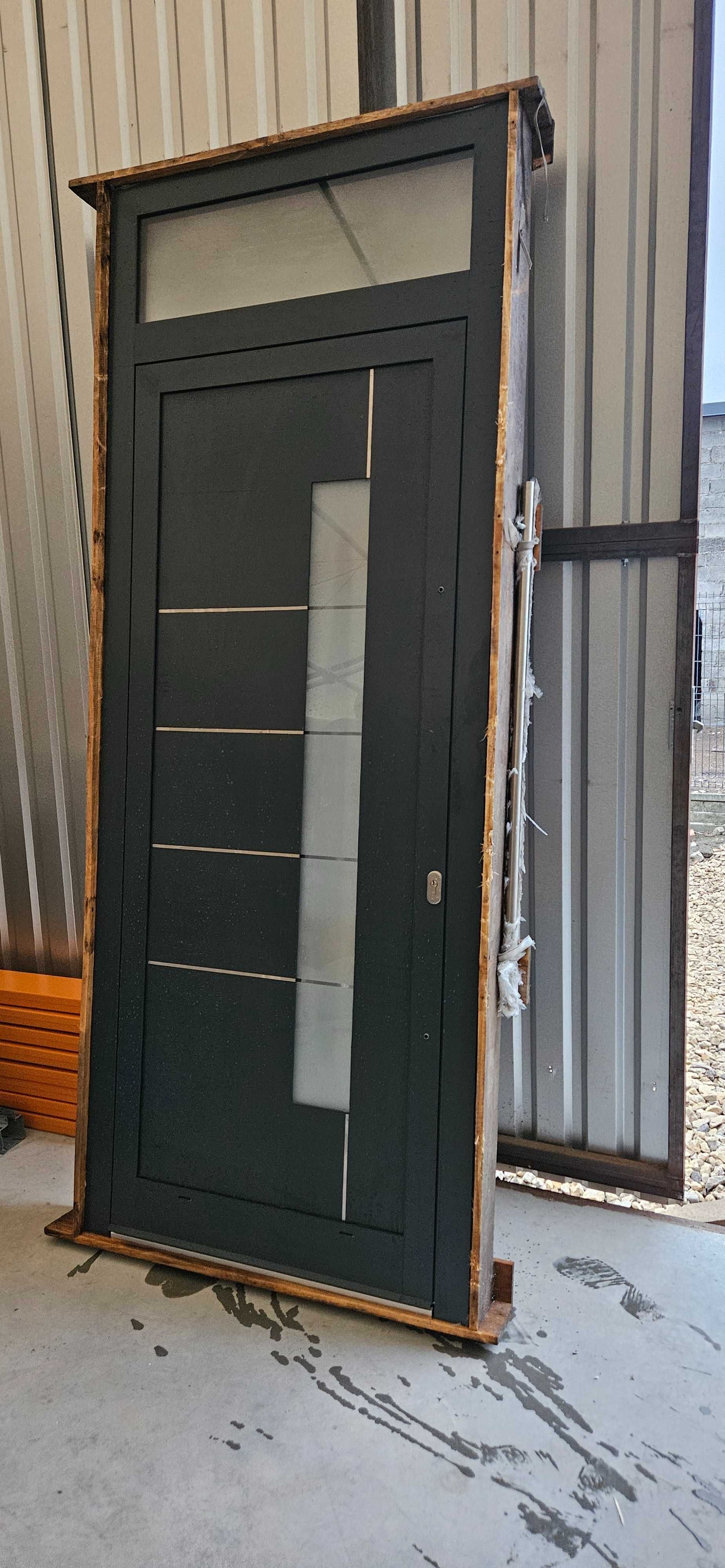 Nowe Drzwi Wejściowe aluminiowe 225x102cm świetlik 39 Polski producent