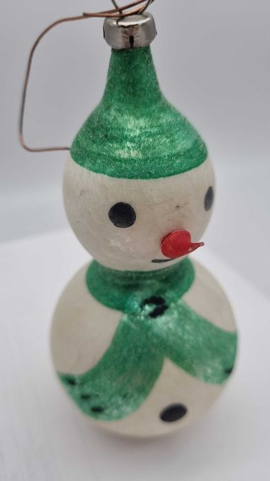 Bałwanek Duża Bombka choinkowa PRL Vintage Retro Czechosłowacja