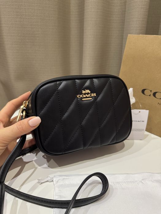 Сумочка крос-боді Coach чорна шкіряна коач сумка crossbody коуч коач