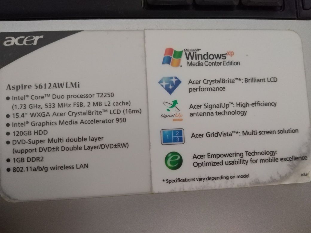 Portátil Acer Aspire 5610 a precisar de reparação