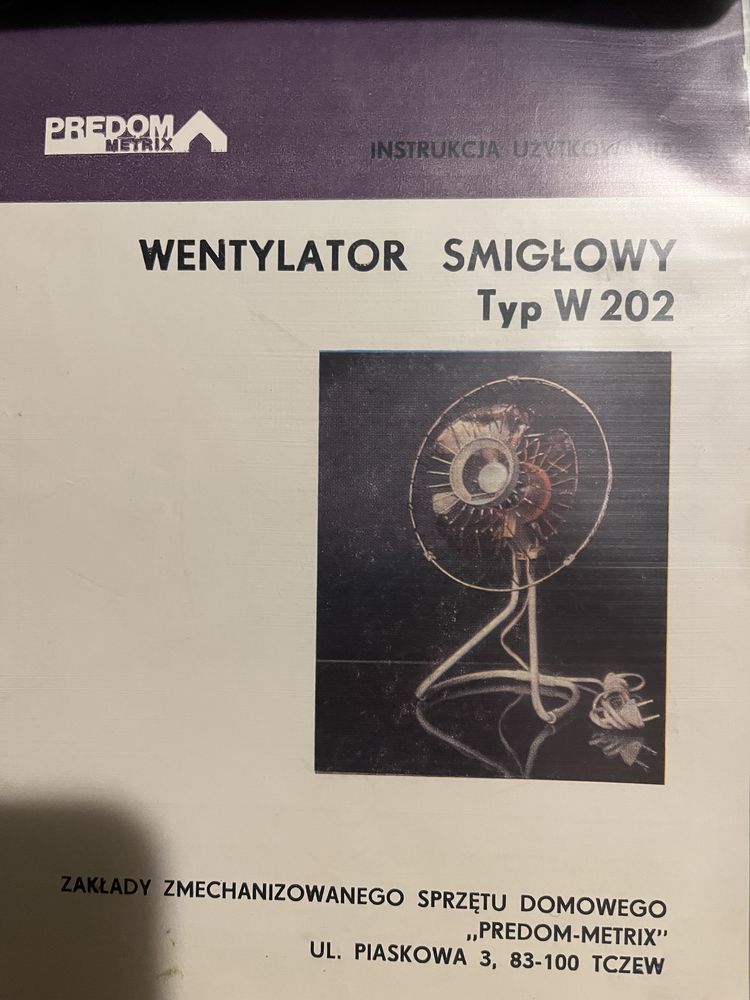 Onsteukcja do wentylatora śmiglłowego typ w 202
