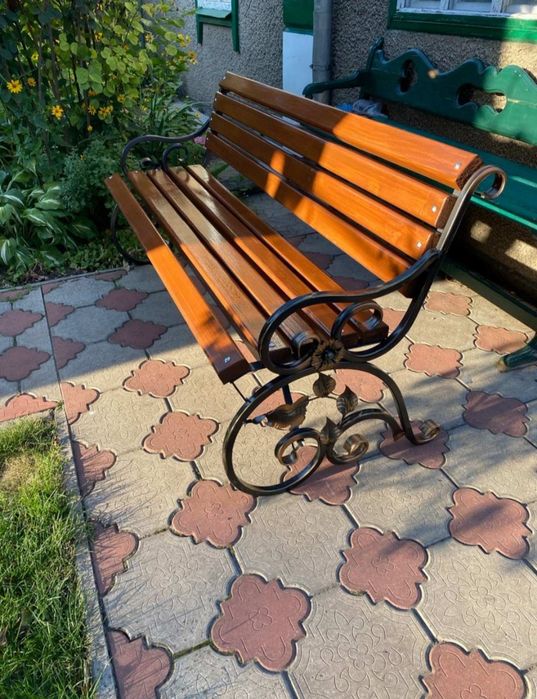 РОЗПРОДАЖ! Лавка лофт зі спинкою 2 м  /  Скамейка для парку, цвинтар