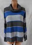 Sweter z luźnym golfem kominem paski trapezowy Marble 46