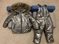 Срочно зимний комплект комбинезон+курта на мальчика и девочку 6-8 лет