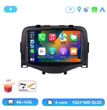 Rádio 7" Android 15 Toyota Aygo CItroen C1 Peugeot 108 Carplay 4/64GB