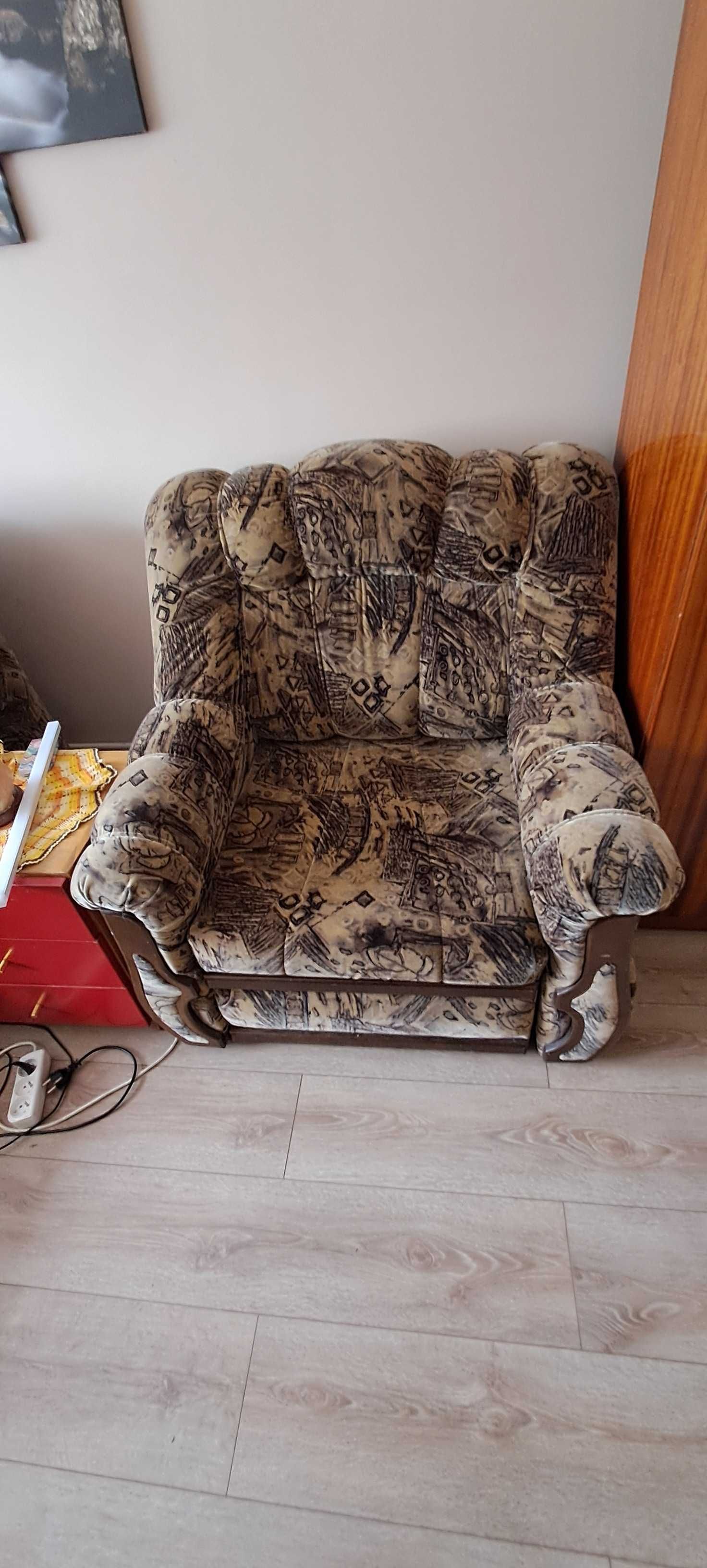 OKAZJA sofa 2-osobowa + fotel jednoosobowy ROZKLADANE