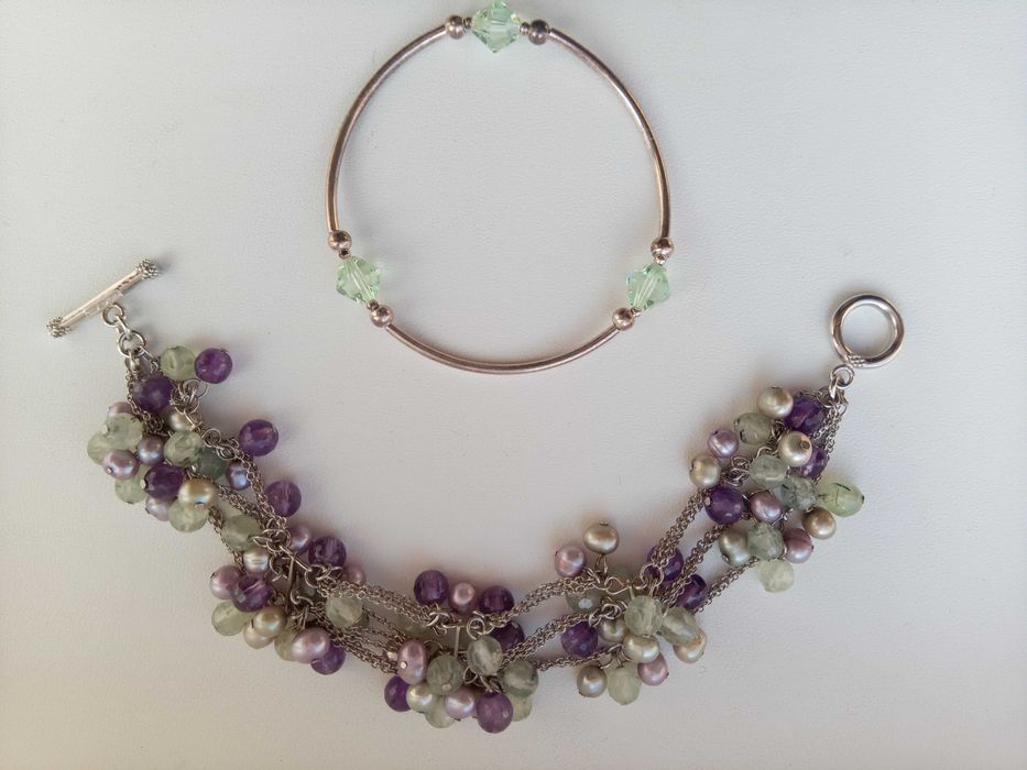 Срібний ланцюжок та браслети Koral, Birthstone.Діадема, браслет, кольє