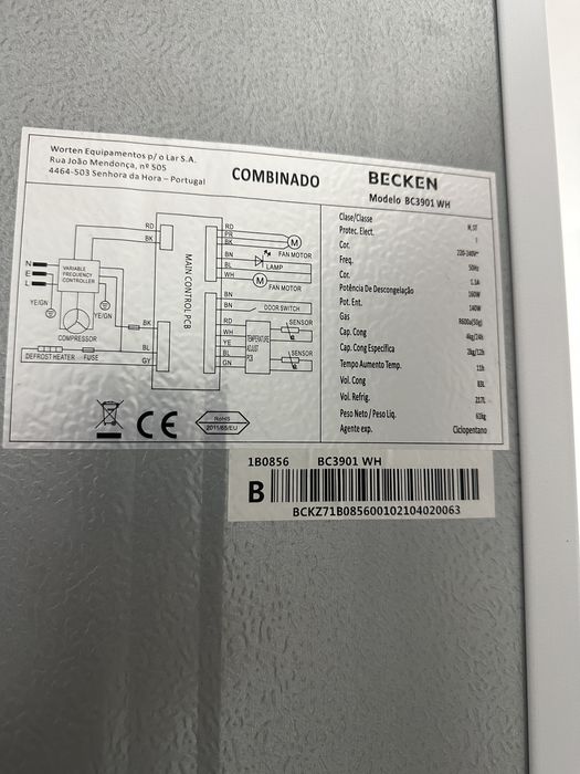 Frigorífico Combinado BECKEN 185cm 300L