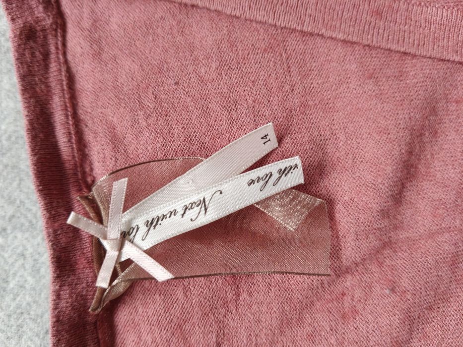 Różowy kardigan Next 14/42 bawełna wełna