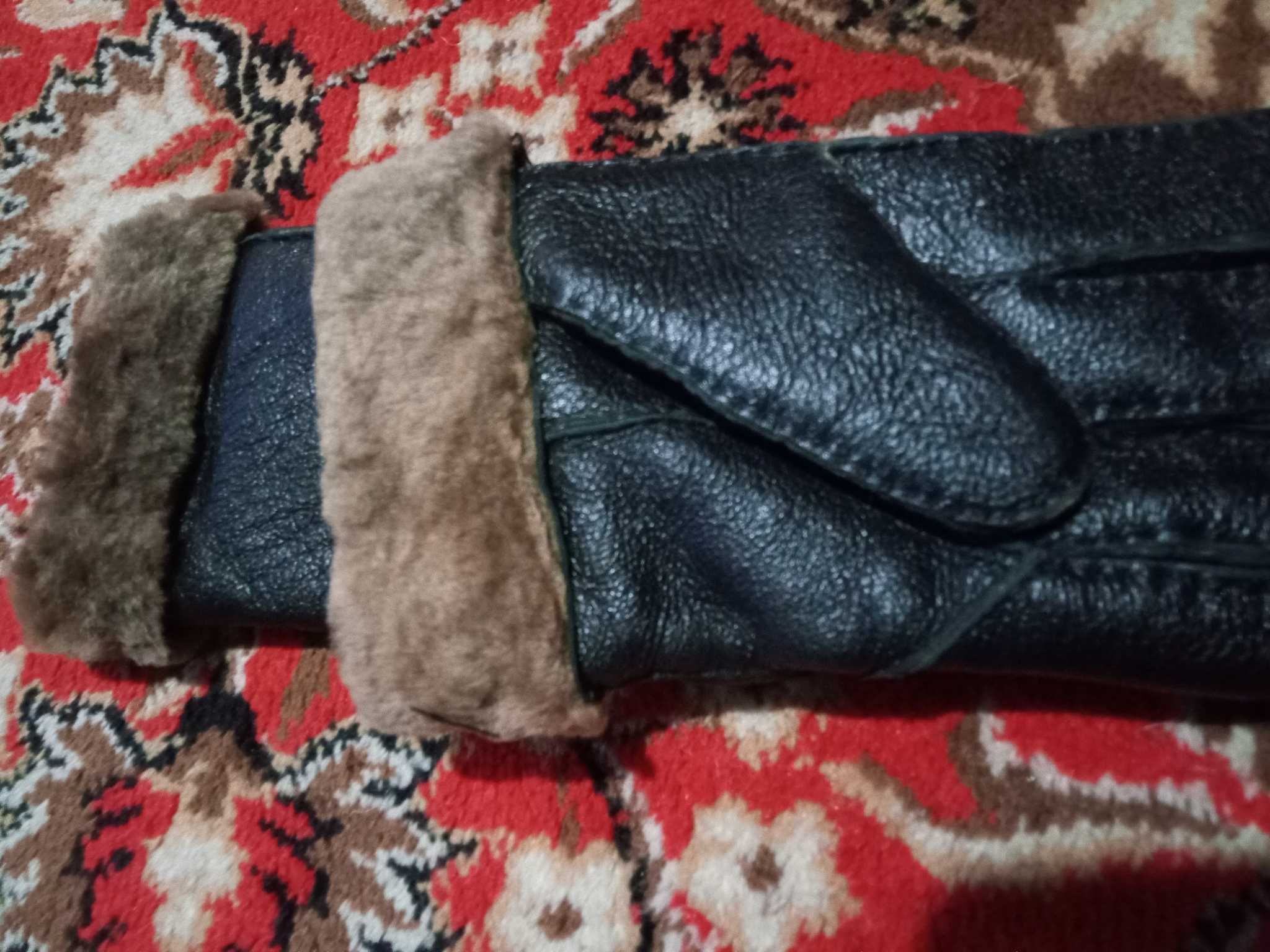 Перчатки рукавички зимові шкіра хутро кожаные мех 8-9
