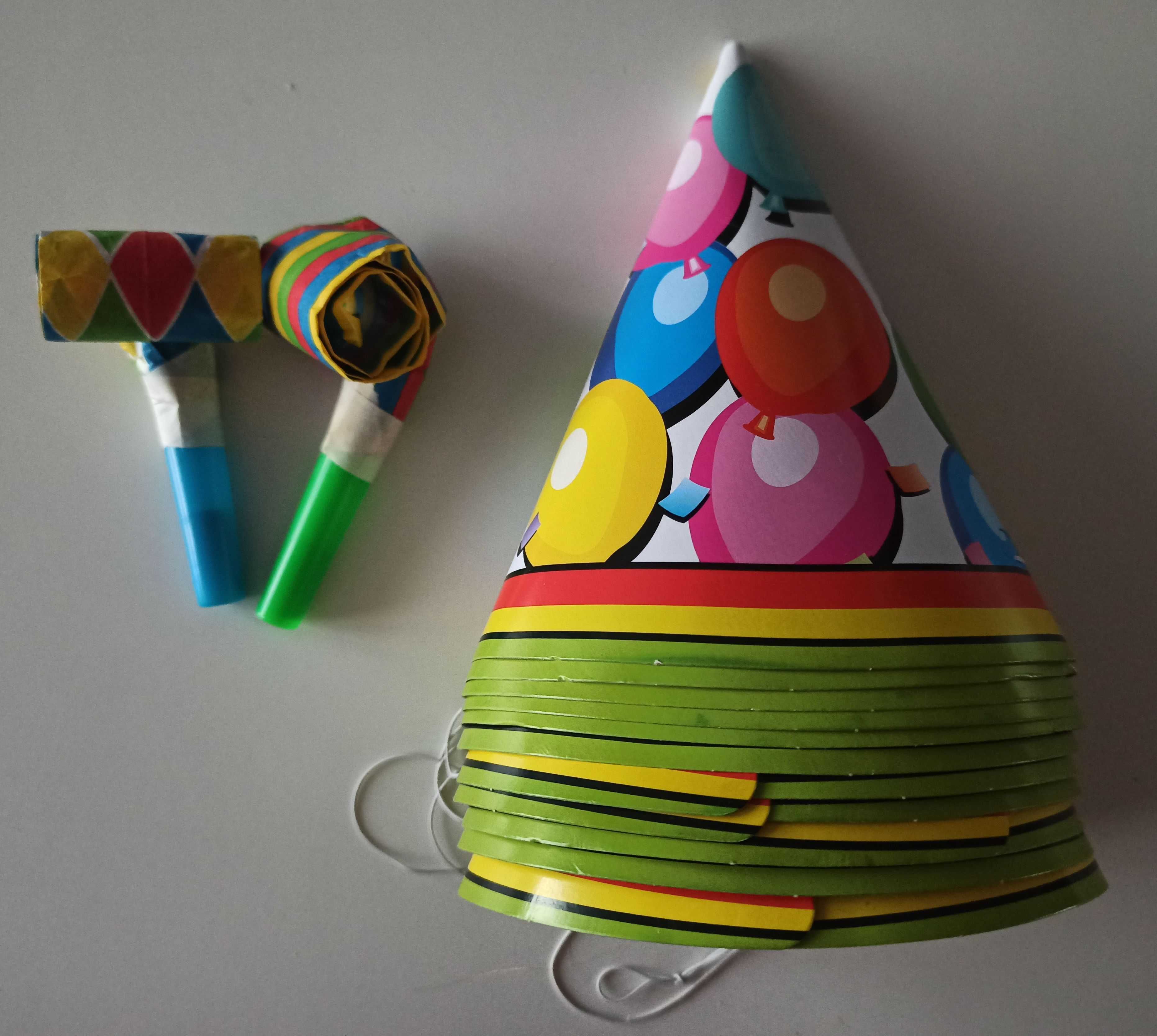 zestaw urodzinowy zestaw party czapeczki trąbki 13 elementów
