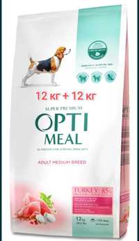 OptiMeal(Оптимил)для собак средних пород с индейкой 12кг+12кг