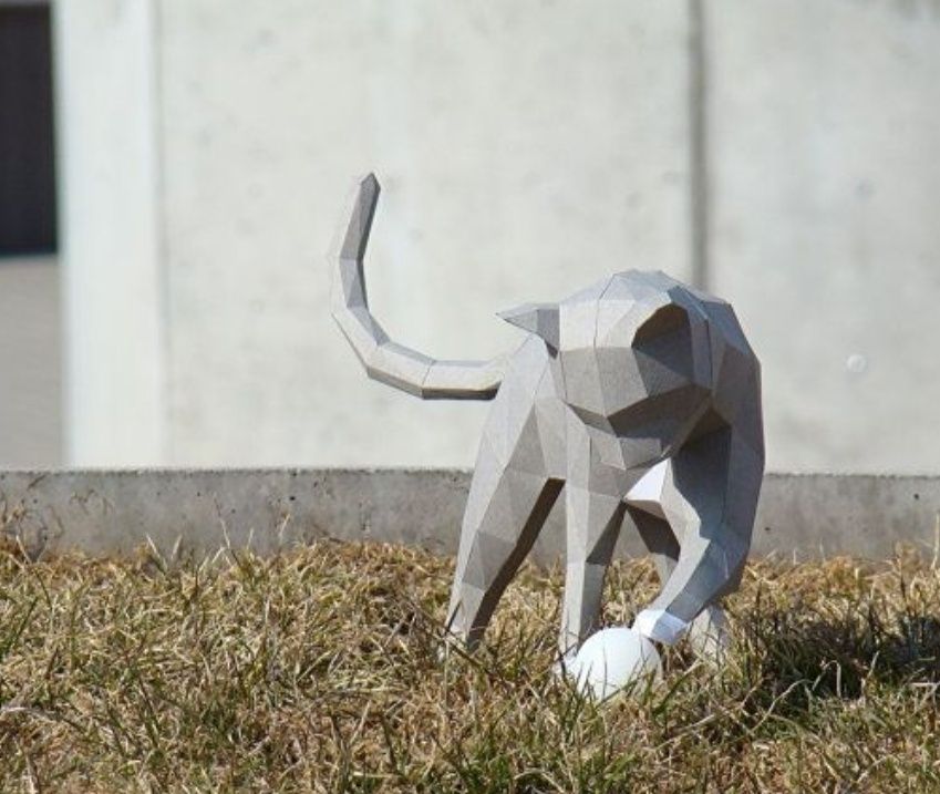 Конструктор из бумаги оригами low poly papercraft 3D фигура кот кошка