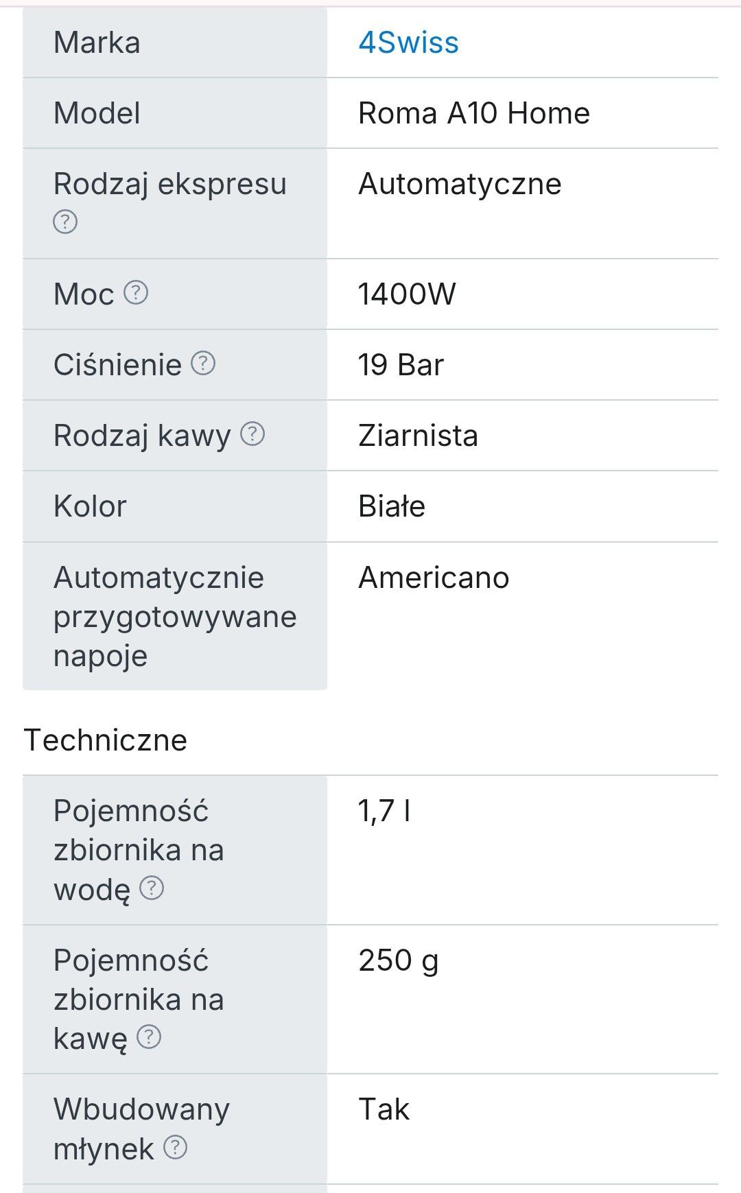 Ekspres 4Swiss Roma A10 Home biały