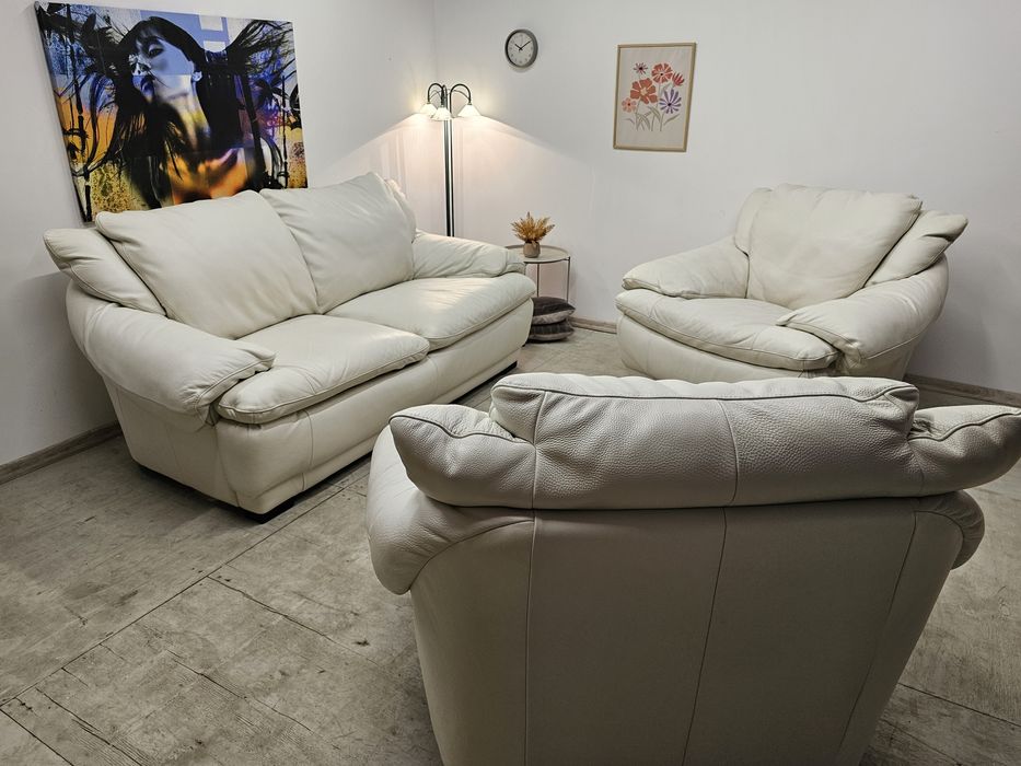 Puchowy Włoski wypoczynek skóra naturalna "Italsofa"