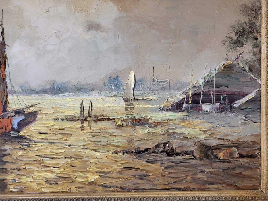 Obraz olejny na płótnie ŁODZIE W ZATOCE | CAROL SPREE *1907