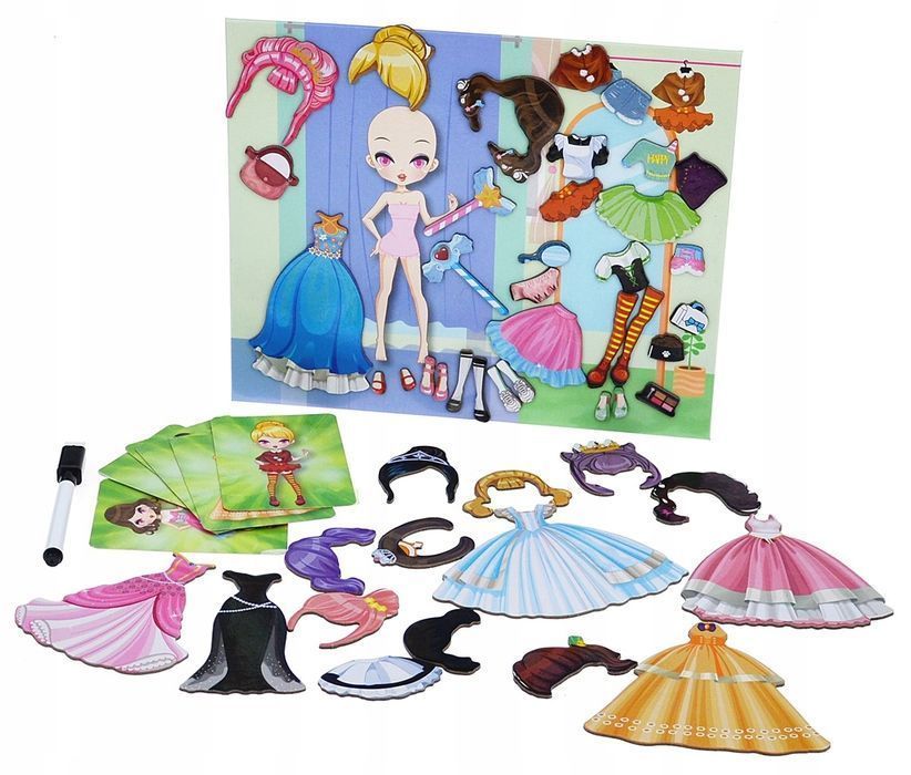 Układanka Magnetyczna Tablica Moda Ubieranka Klocki Puzzle Magnetyczne