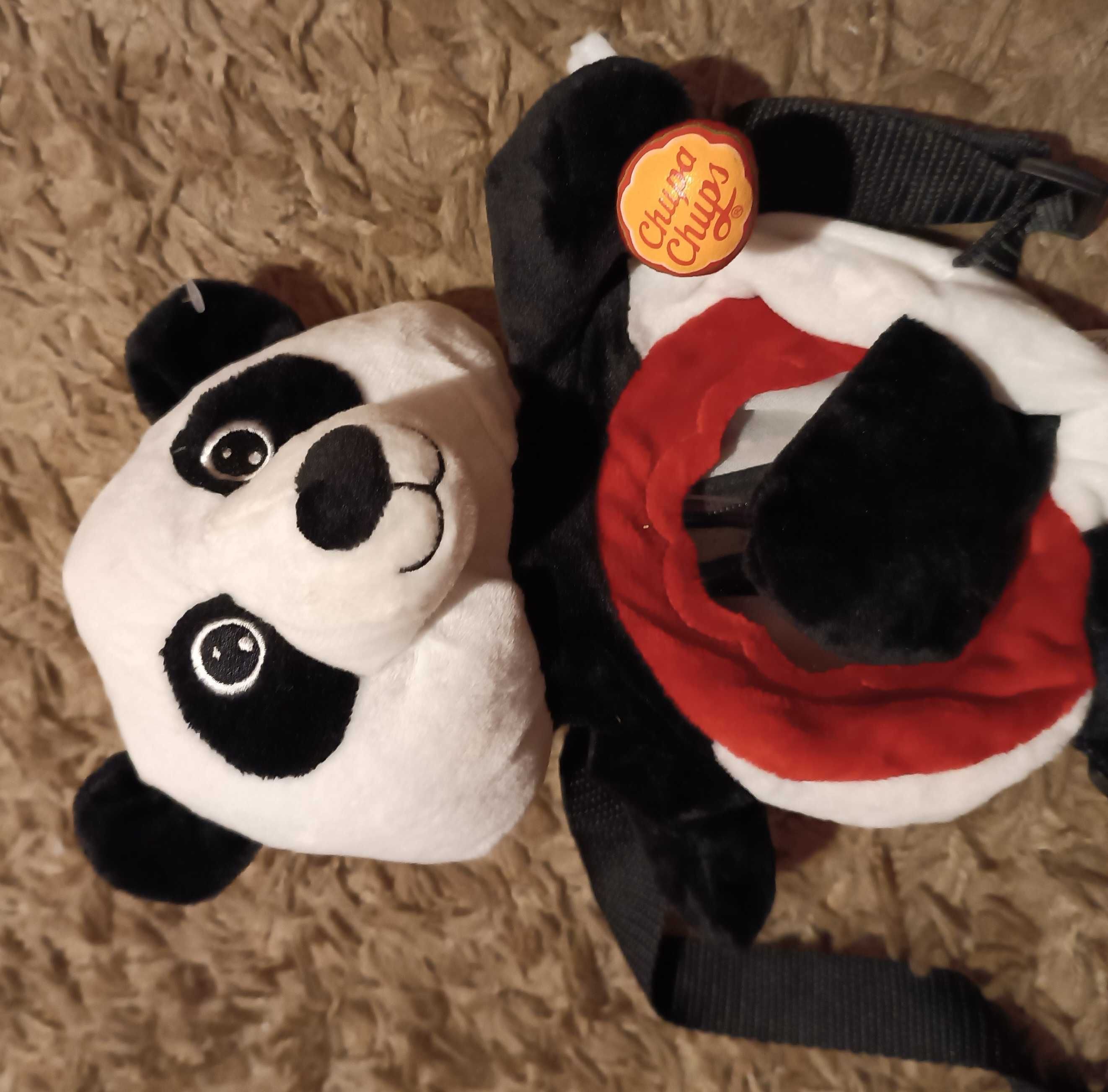 Uroczy plecak plecaczek - maskotka  PANDA z szybką i lizakiem