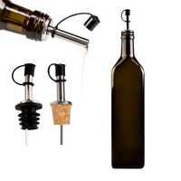 Butelka MARASCA 1000 ml oliwkowa z nalewakiem metalowym - z zatyczką