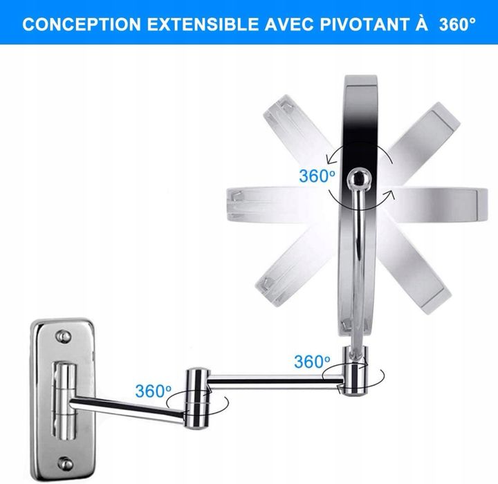 Lustro ścienne z 10-krotnym powiększeniem