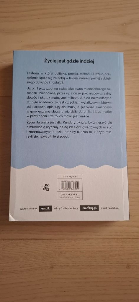 Książka "Życie jest gdzie indziej " Milan Kundera