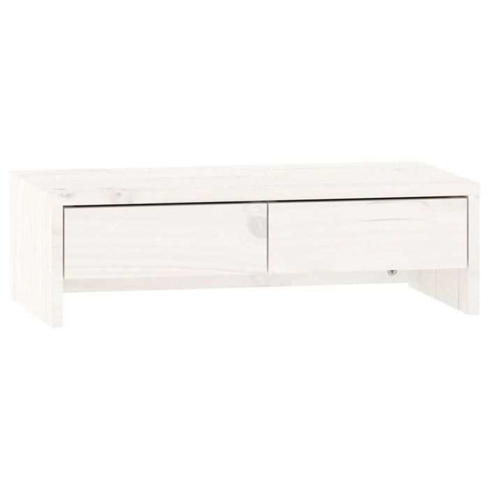 Vidaxl Podstawka Na Monitor, Biała, 50X27X15 Cm, Lite Drewno Sosnowe
