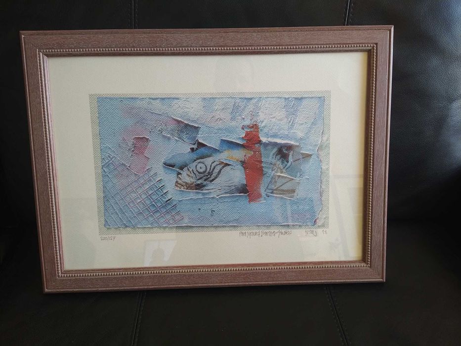 Serigrafia, emoldurada, "Peixe". Série limitada e numerada.