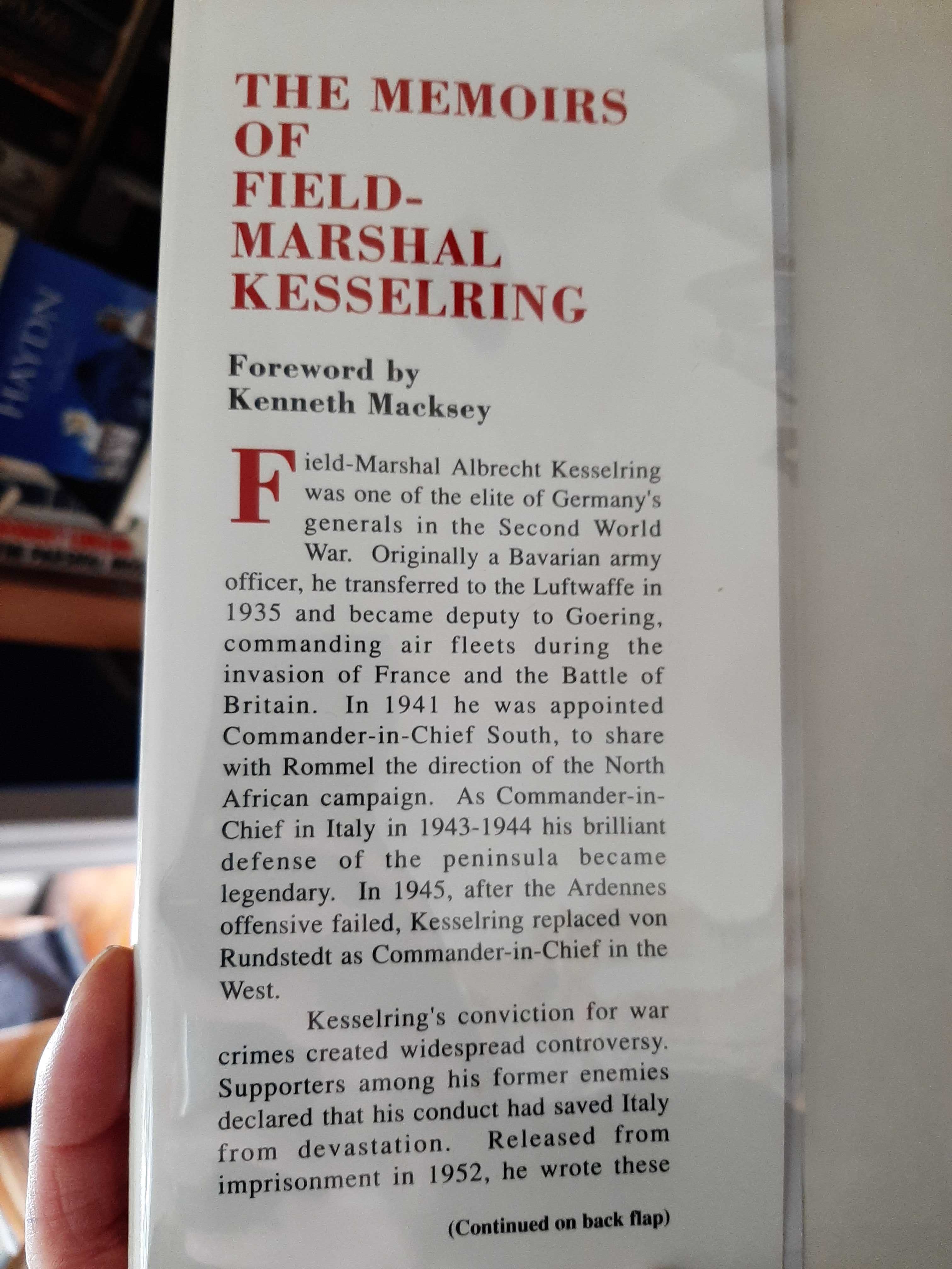 Albrecht Kesselring – The Memoirs of Field-Marshal Kesselring – WW II