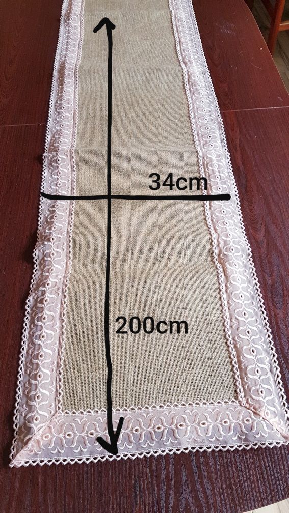 Bieżnik + kieszonki juta boho
