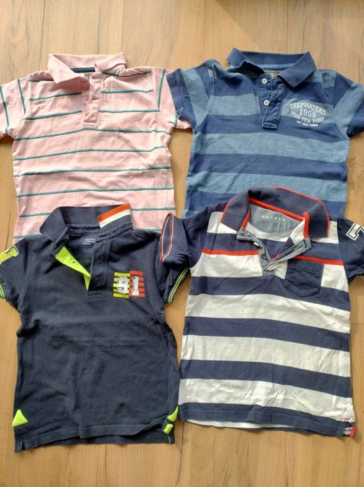 Zestaw 122 Koszulki polo granatowa niebieska paski różowa